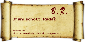 Brandschott Radó névjegykártya